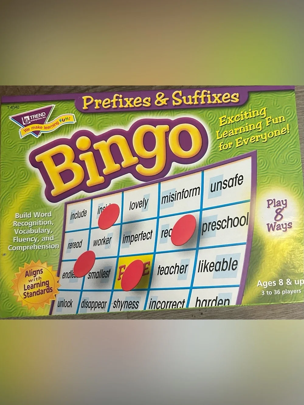 Bingo Prefixes & Suffixes Educational Game